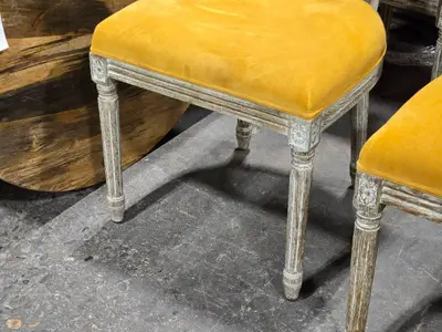 Lot of (2) Distressed Finish Wood Frame Oval Back Accent Chair - Manchester by Linon
