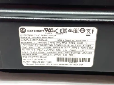 USED ALLEN-BRADLEY SER A KINETIX VP LOW INERTIA INV AC SERVO MOTOR