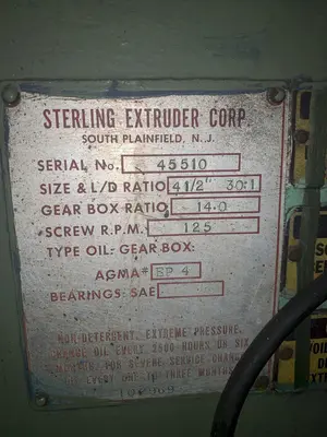USED STERLING 4.5" EXTRUDER