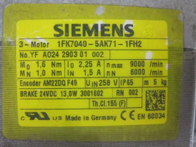 NEW SIEMENS 1FK7040-5AK71-1FH2 SERVO MOTOR 1FK70405AK711FH2
