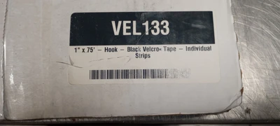 LOT OF 2 Tape, Individual Strips, Hook, 1" x 75', Black,