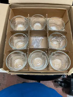 Used Anchor Used Anchor Savannah 7 Quart Glass Punch Bowl Set for 8 Party/Banquet Supplies Illinois US | Falcon Restaurant Supply #1376122