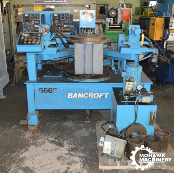8 TON BANCROFT DUAL HEAD AUTOMATIC STATOR CORE WELDER w/30” DIAMETER INDEXING TABLE - MILLER WELDING EQUIP