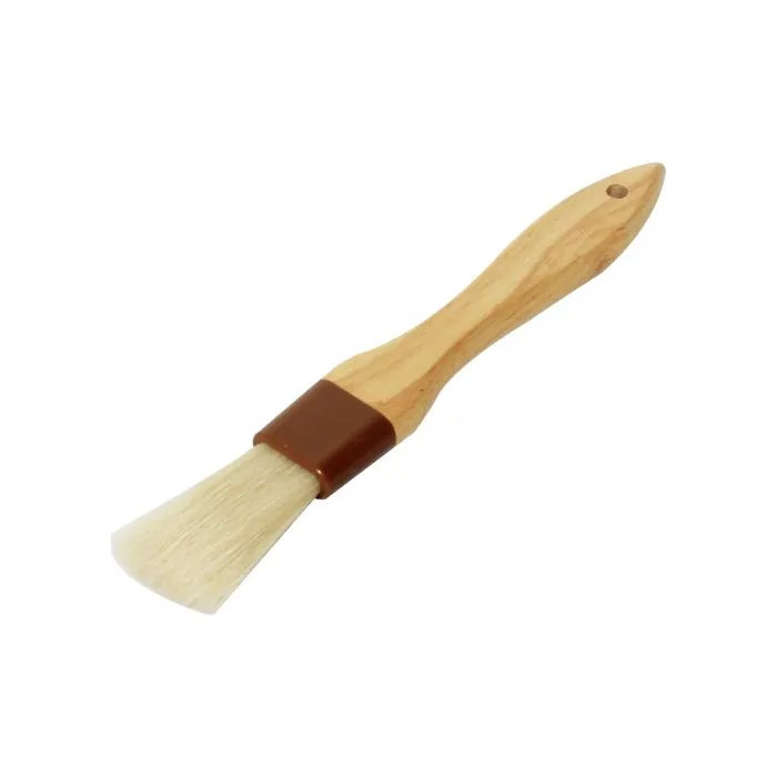 Thunder Group WDPB001 1" Flat Pastry Brush - Boar Bristles, Brown Plastic Ferrule, Wood Handle - 12, (each)