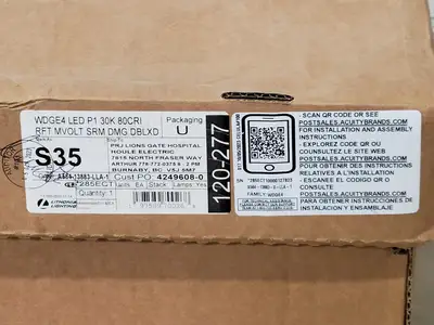 NEW LITHONIA LIGHTING WDGE4 LED P1 30K 80CRI RFT MVOLT SRM DMG