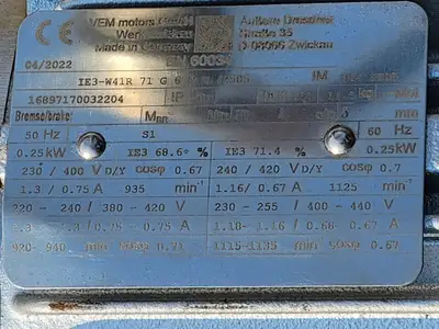 USED VEM MOTORS IE3-W41R-71-G