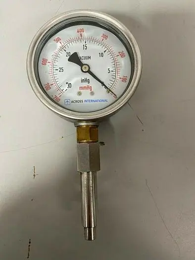 Used ACROSS INTERNATIONAL STAINLESS STEEL VACUUM GAUGE W/ 1/2" CONNECTION Vacuum Gauges / Controllers California US | Equipment Lab #486927