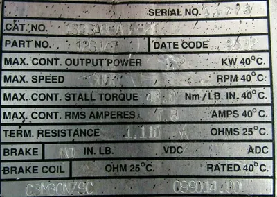 REFURBISHED ALLEN BRADLEY 1326AB-A3E-2 SERVO MOTOR 1326ABA3E2