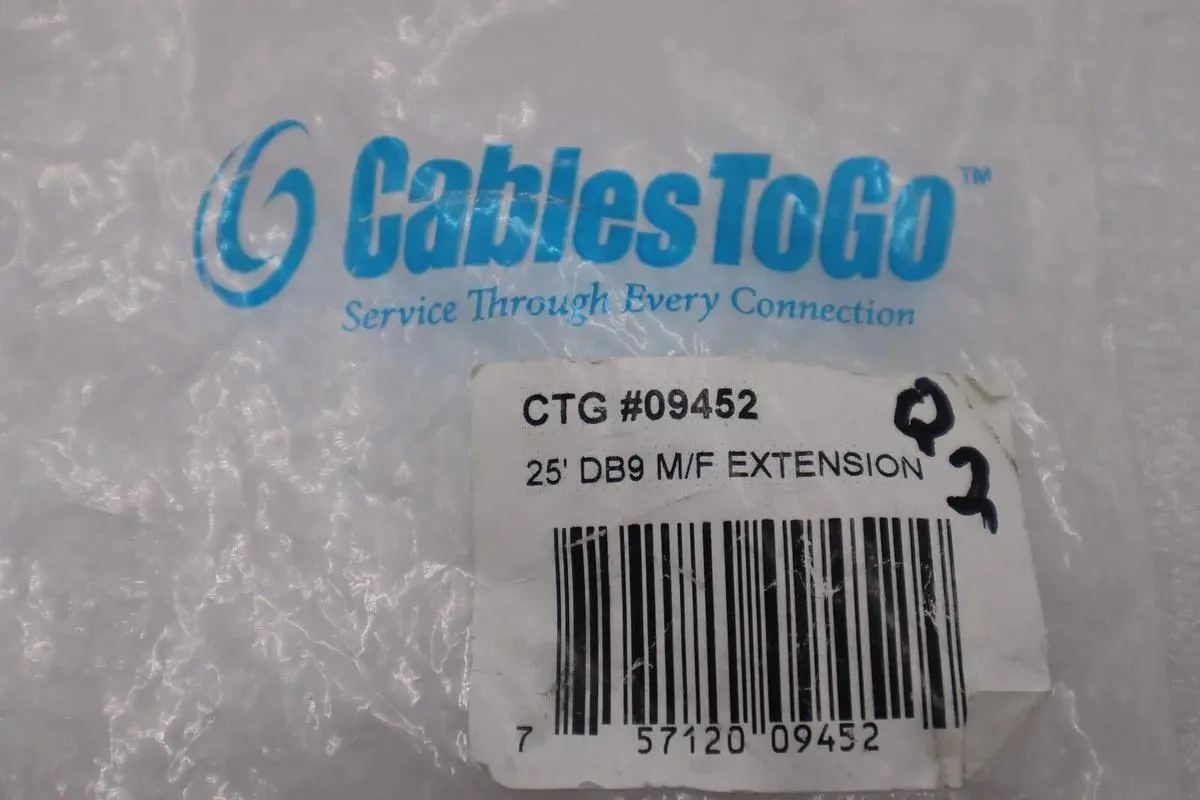 CTG09452 CABLE 25 FOOT LENGTH DB9 CONNECTION MALE/FEMALE EXTENSION STOCK K-3907