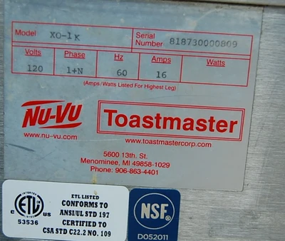 142-0456 NU VU XO-1 Half Size Countertop Convection Oven w/ Steam