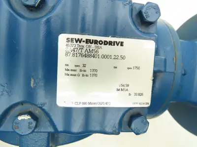 Sew Eurodrive SA47/T AM56 Helical Inline Gear Drive 54.5:1 Reducer Hollow Shaft