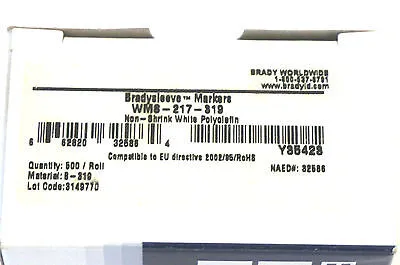 NEW BRADY WMS-217-319 BRADYSLEEVE MARKERS 500 / ROLL WMS217319