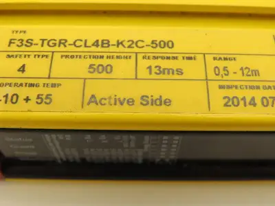 Omron F3S-TGR-CL4B-K2C-500 Hand Protection Safety Light Curtain Set 500mm