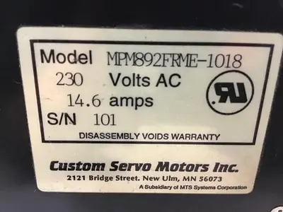 USED CUSTOM SERVO MPM892FRME-1018