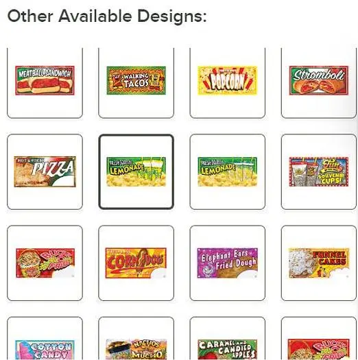 Concession food stand - promo signs - 37 DIFFERENT SIGNS TO CHOSE FROM