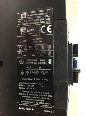 USED TELEMECANIQUE LP1D4011