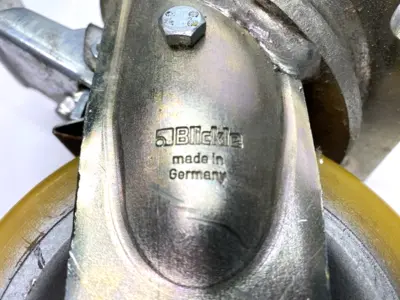 USED BLICKLE SWIVEL CASTER W/ TOP PLATE & BRAKE 125MM WHEEL DIA. X 50MM WIDTH