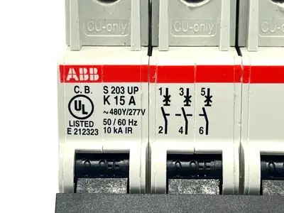 S203UP-K15A | ABB  Circuit Breaker 15A 480Y/277V E212323 - Used
