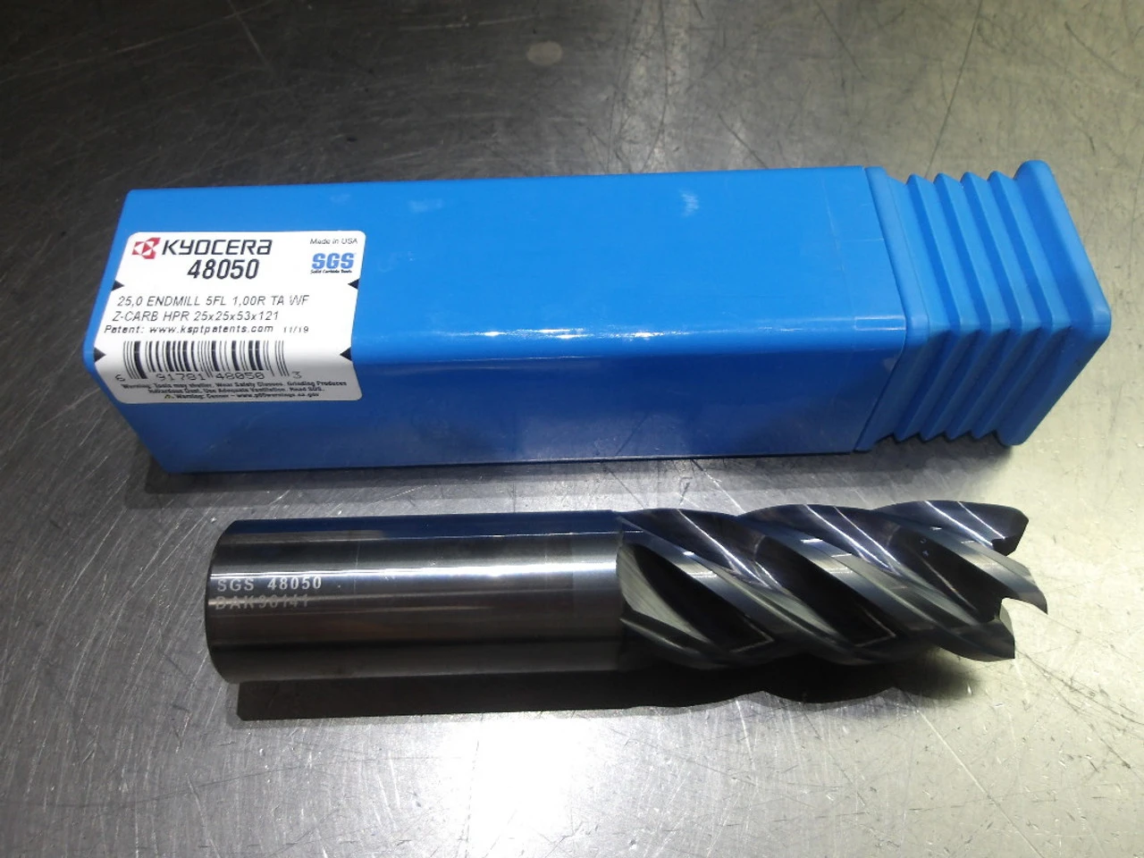 Kyocera/SGS 25mm 5 Flute Carbide CR Endmill 25mm Shank 1mm R 48050 (LOC3667)