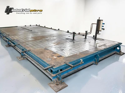 1 1/2" Steel Layout Fabrication Table Shuttle Table 23' x 10' w/ Coolant Trough