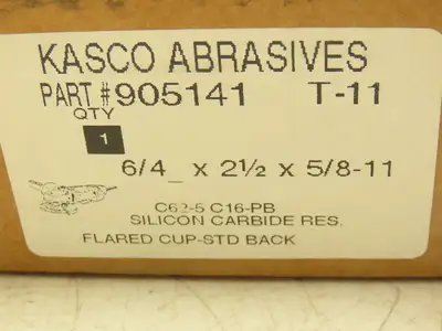Kasco Abrasives T-11 Flared Grinding Cup C-16-PB C62-5 6/4-3/4"x 2-1/2"x 5/8"-11
