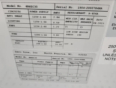 30-0024 Zero Zone 27 Door Hybrid Medium Temp Cooler and Low Temp Freezer Run