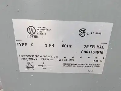 75 kVA Temporary Power Distribution Cart 600V Pri. 208Y/120V Sec.