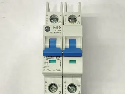 1489-D2C200 | Allen Bradley  Ser A Miniature Circuit Breaker 2-Pole 20A 250V - Used