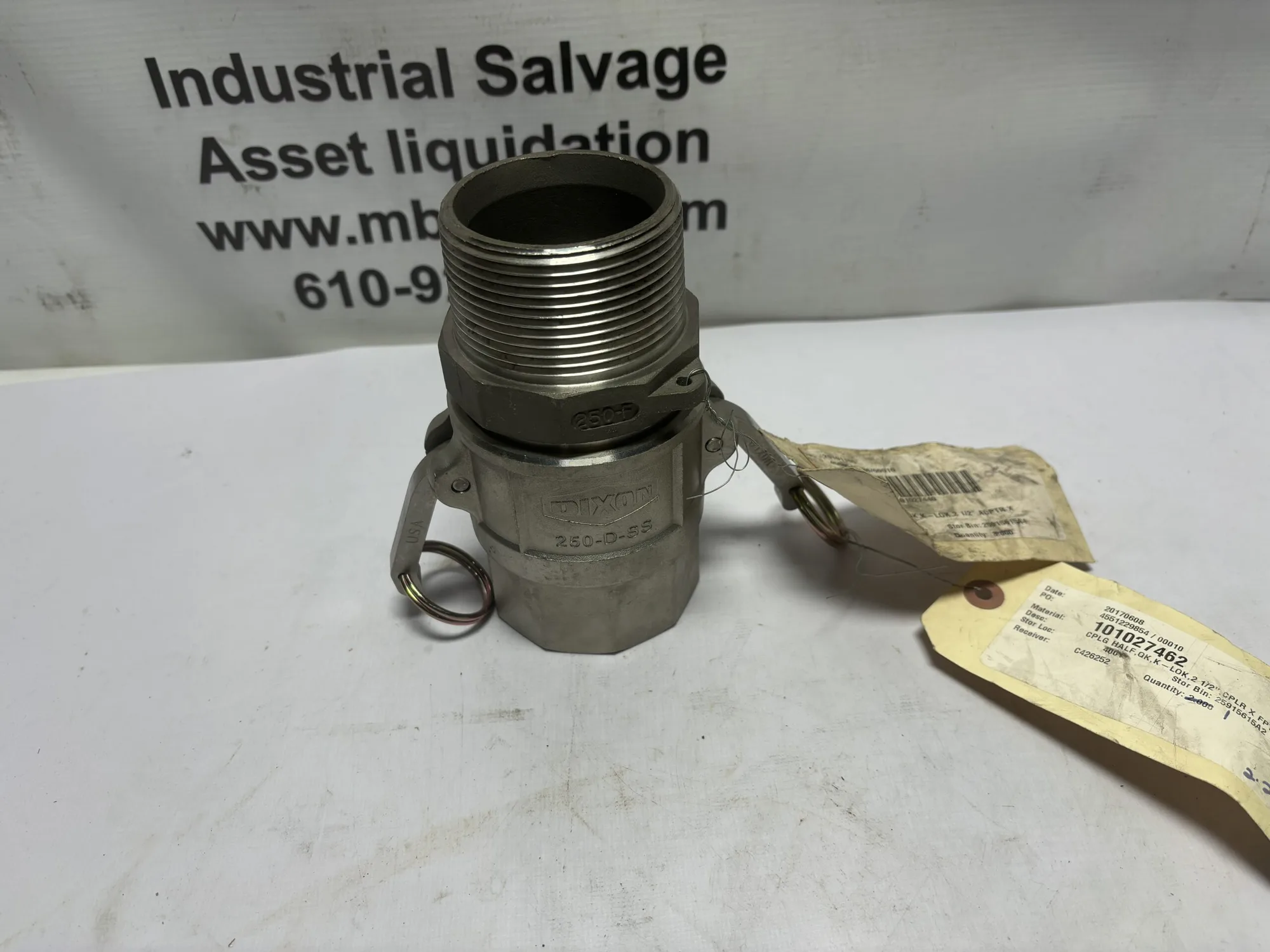 Dixon 250-D-SS SST Cam & Groove Quick Couplers 2 1/2″ Coupler & Adapter