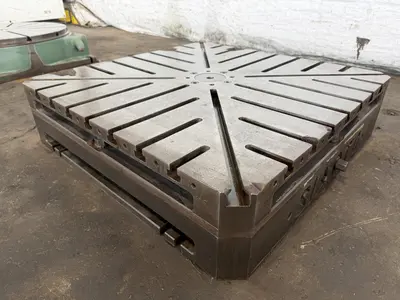 36" WIDE x 36" LONG x 9" TALL SIARTO PRECISION T SLOTTED MANUAL INDEX TABLE. STOCK # 0433626