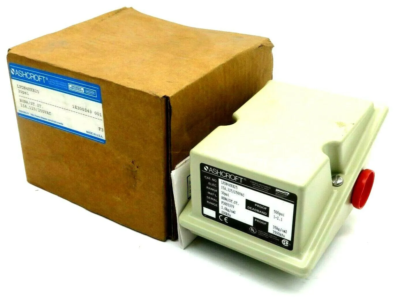 NEW ASHCROFT LPDN4KKB25 PRESSURE SWITCH 15A 125/250VAC LPDN4KKB25