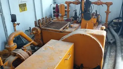 USED NATIONAL JWS-165-L, 4X5 TRIPLEX MUD PUMP PACKAGE