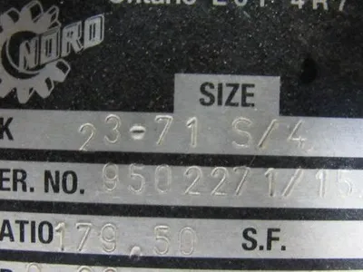 Nord Gear SK23-71 S/4 Inline Foot Mount Gearmotor 179.50:1 Ratio 9RPM Out