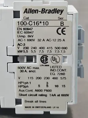 Allen Bradley 100-C16D10 Ser B Contactor loc4C28