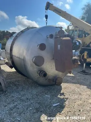 Used – 3,500 Gallon T316 Stainless Steel Reactor – Dimple Jacket, Top Drive, Check Gardin