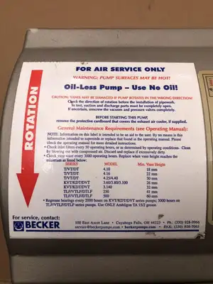 Becker VT 4.16 0.55/0.70kW Oilless Vacuum Pump 1420/1700RPM 16/19m3/hr 850mbar
