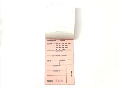 USED ULINE 3-PART INVENTORY TAGS ADHESIVE #5000-#5499 BOX OF 500 TAGS