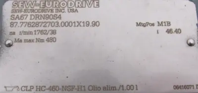 NEW SEW EURODRIVE SA67 DRN90S4 GEARMOTOR 46.40 230/460V SA67DRN90S4