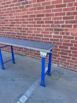 USED ROLL-AWAY HEAVY DUTY ROLLER CONVEYOR 10' X 18" W/ ADJUSTABLE LEGS