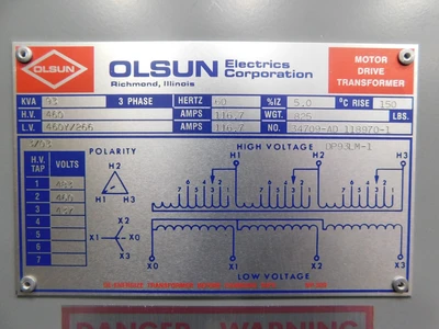 Used OLSUN DSHAD-7211753 Transformers Ohio US | Equipment Recovery Corp. #1329769