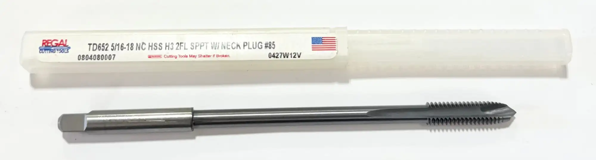 Regal 5/16"-18 HSS 6" Extension Tap Spiral Point Plug Tap 2 Flute Necked H3