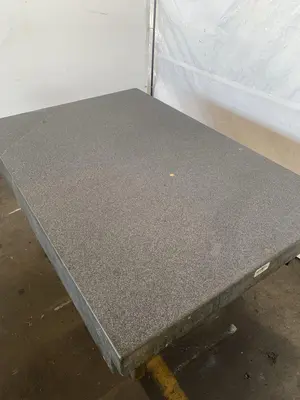 48" X 72" X 10" MICRO-FLAT GRANITE SURFACE PLATE W/ STARRETT BASE. STOCK # 1170823.