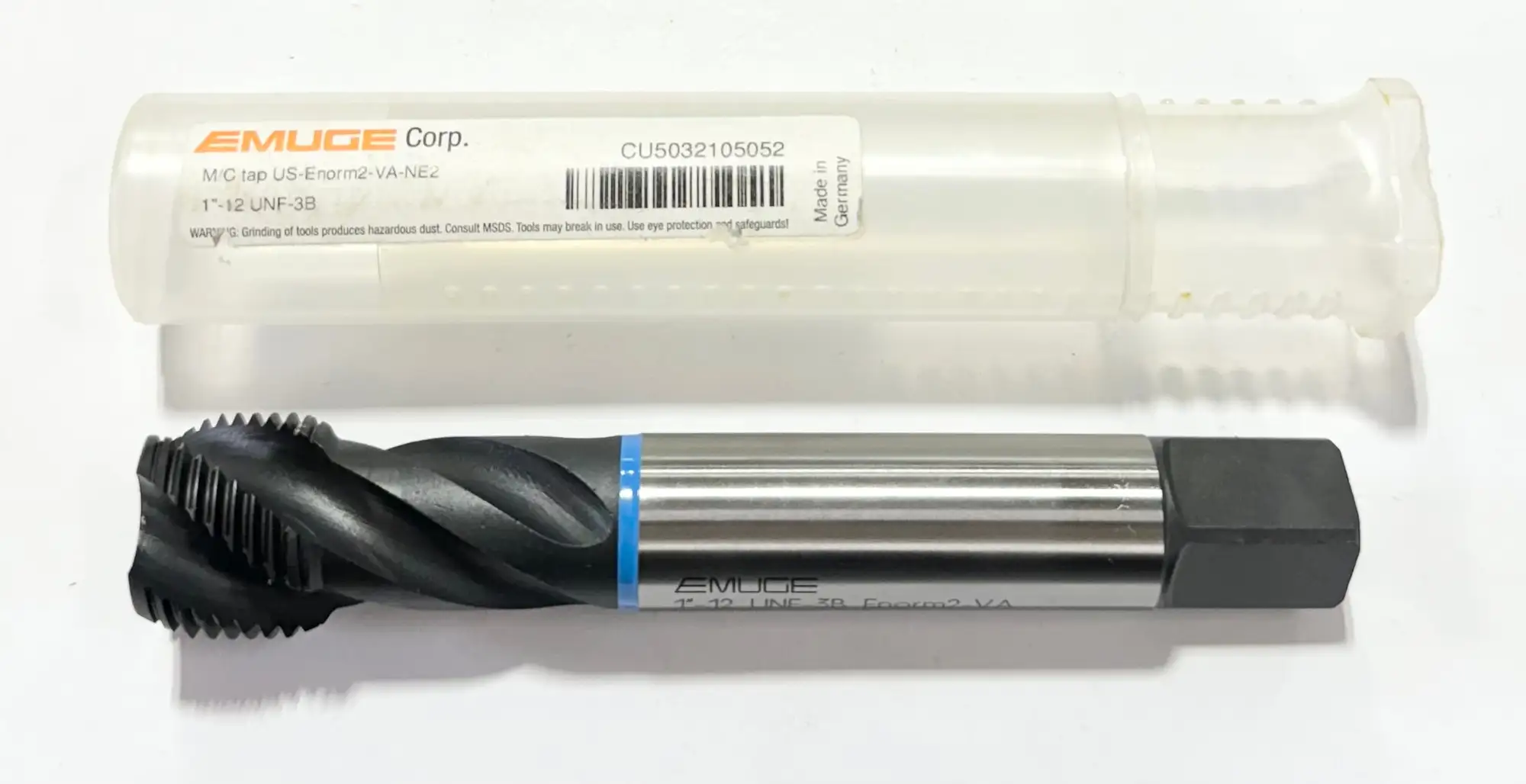 EMUGE 1"-12 UNF Cobalt Spiral Flute Modified Bottoming Tap 3B Blue Ring