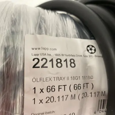 New | in-Stock LAPP 66' FEET - ÖLFLEX® TRAY II 18G1 18/18C 66-FT 18C 18 AWG BLACK Cable & Wire | Maverick Industrial Sales #1106989