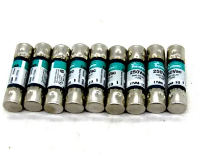 NEW LOT OF 9 BUSSMANN FNM-10 FUSES FNM10