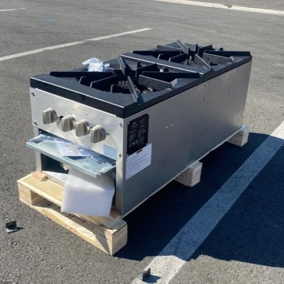 171-0466 18" 2-Burner Countertop Stock Pot Gas Range Stove