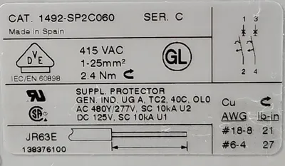 Allen-Bradley 1492SP2C060 Ser C Circuit Breaker. 4E-18