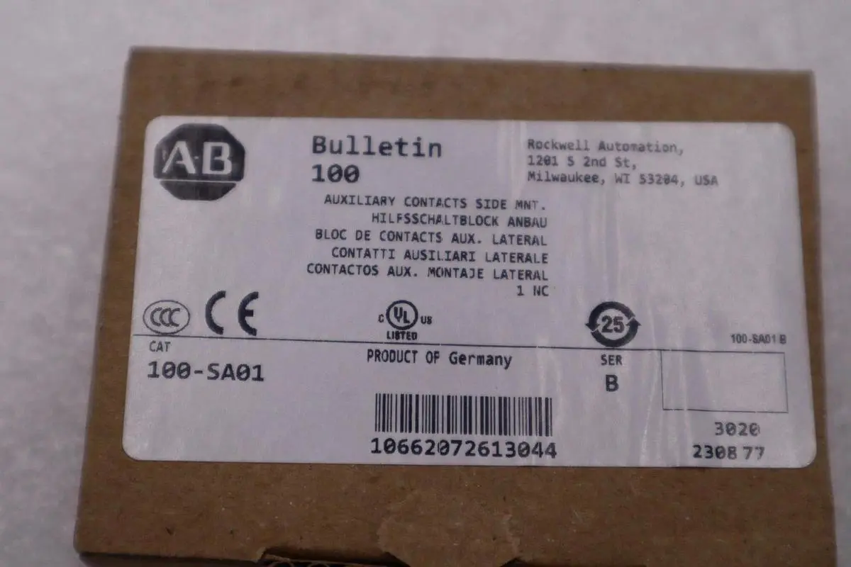 LOT OF 2 - Allen Bradley 100-SA01 Auxiliary Contact Side Mount STOCK H860A