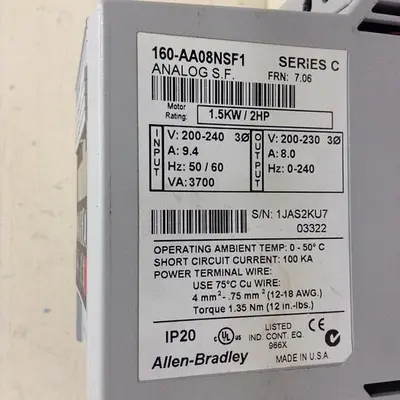 USED ALLEN BRADLEY 160-AA08NSF1 SER C