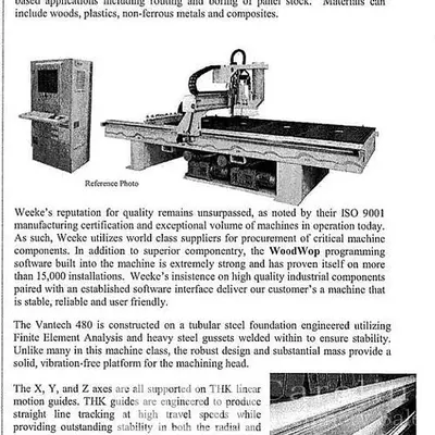 USED 2016 WEEKE VANTECH 480 CNC ROUTER
